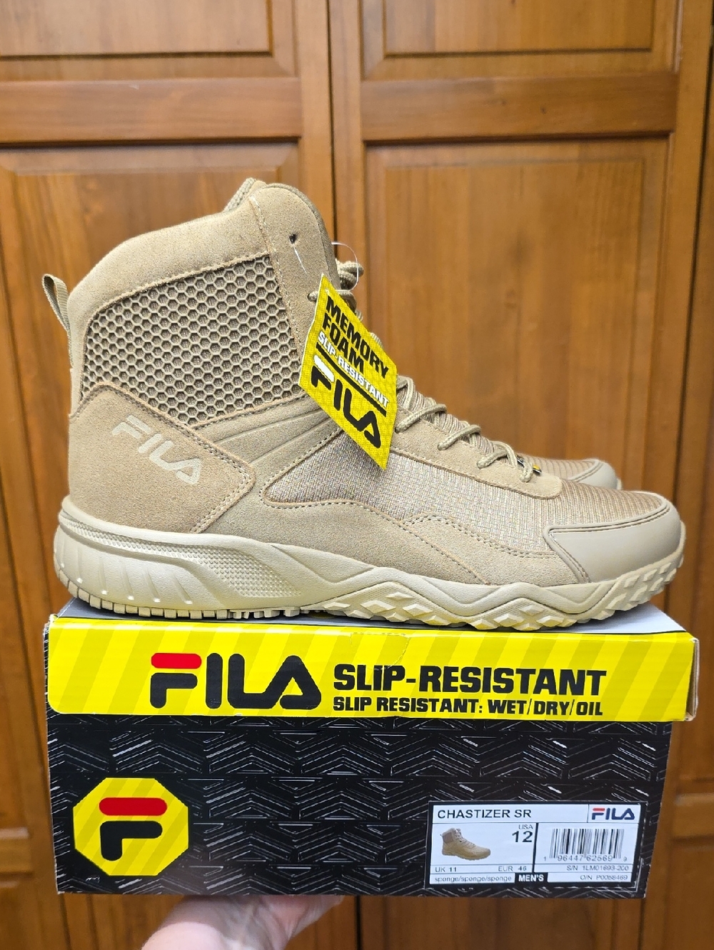 FILA Chastizer SR Men's Tactical Slip Resistant Work Boots Size 12 Tan NEW